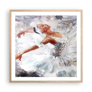 Plakat i ramme af lyst egetræ - Blød og let som tyl - 60x60 cm