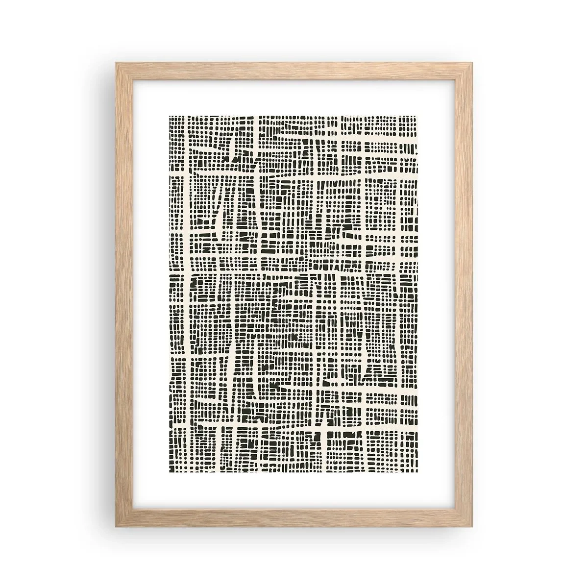 Plakat i ramme af lyst egetræ - En sammensætning vævet - 30x40 cm