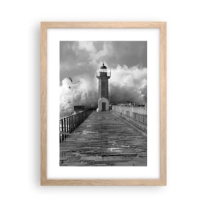 Plakat i ramme af lyst egetræ - Frygtløs  - 30x40 cm