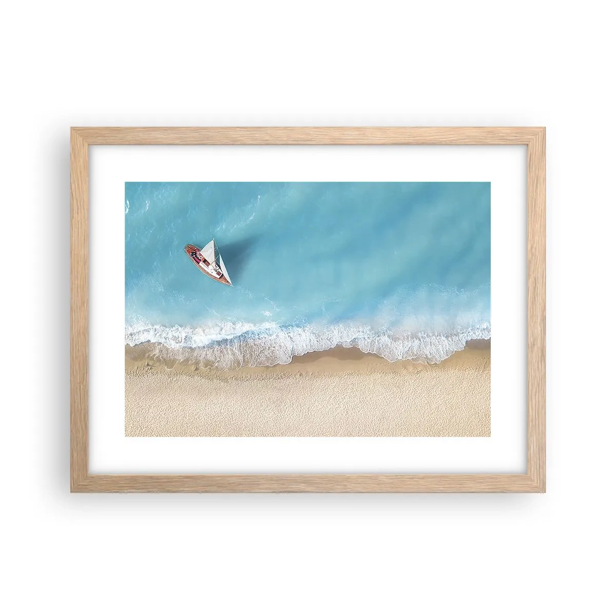 Plakat i ramme af lyst egetræ - På grænsen mellem blå og guld - 40x30 cm