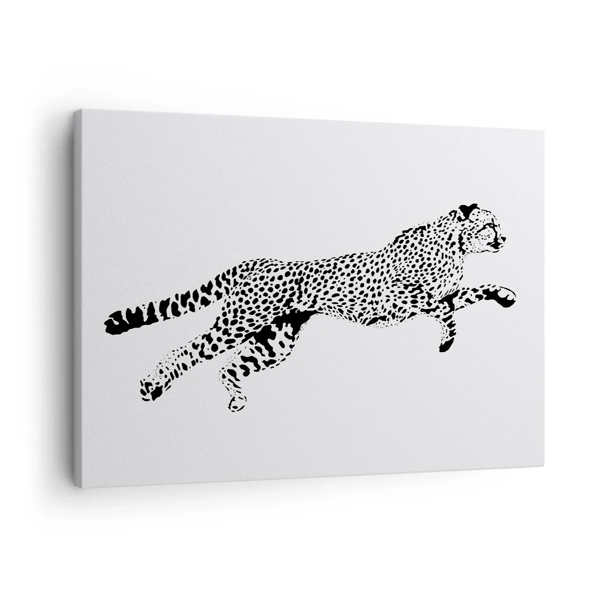 Lærredstryk - Billede på lærred - Minimalistisk grafik af en gepard i bevægelse - 70x50cm - Den hurtigste på Jorden - Moderne vægdekoration til stue og soveværelse ARTTOR