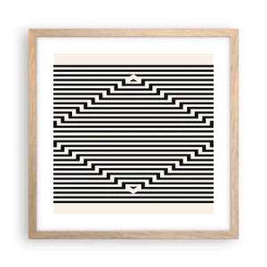 Plakat i ramme af lyst egetræ - Geometrisk illusion - 40x40 cm