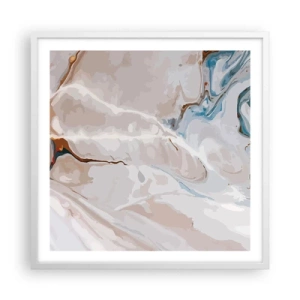 Plakat i hvid ramme - Blå slynger sig under det hvide - 60x60 cm