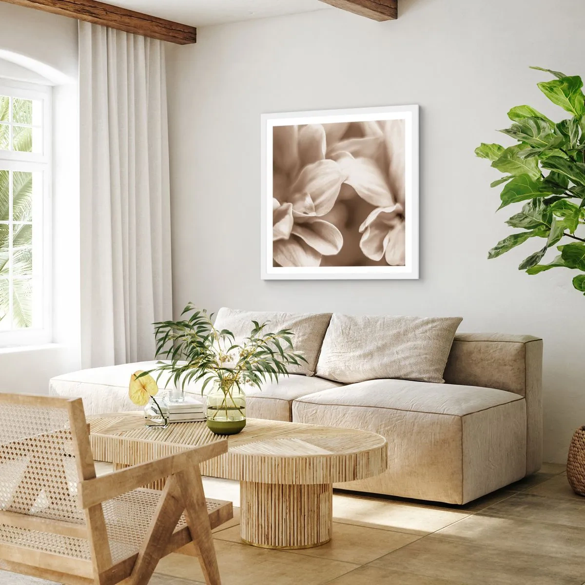 Plakat i hvid ramme - Blid som et smil - 50x50 cm