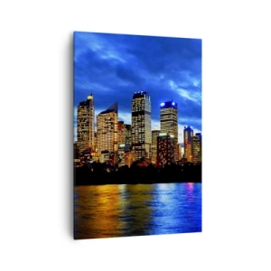 Lærredstryk - Billede på lærred - En nat med lys og farver - 70x100 cm