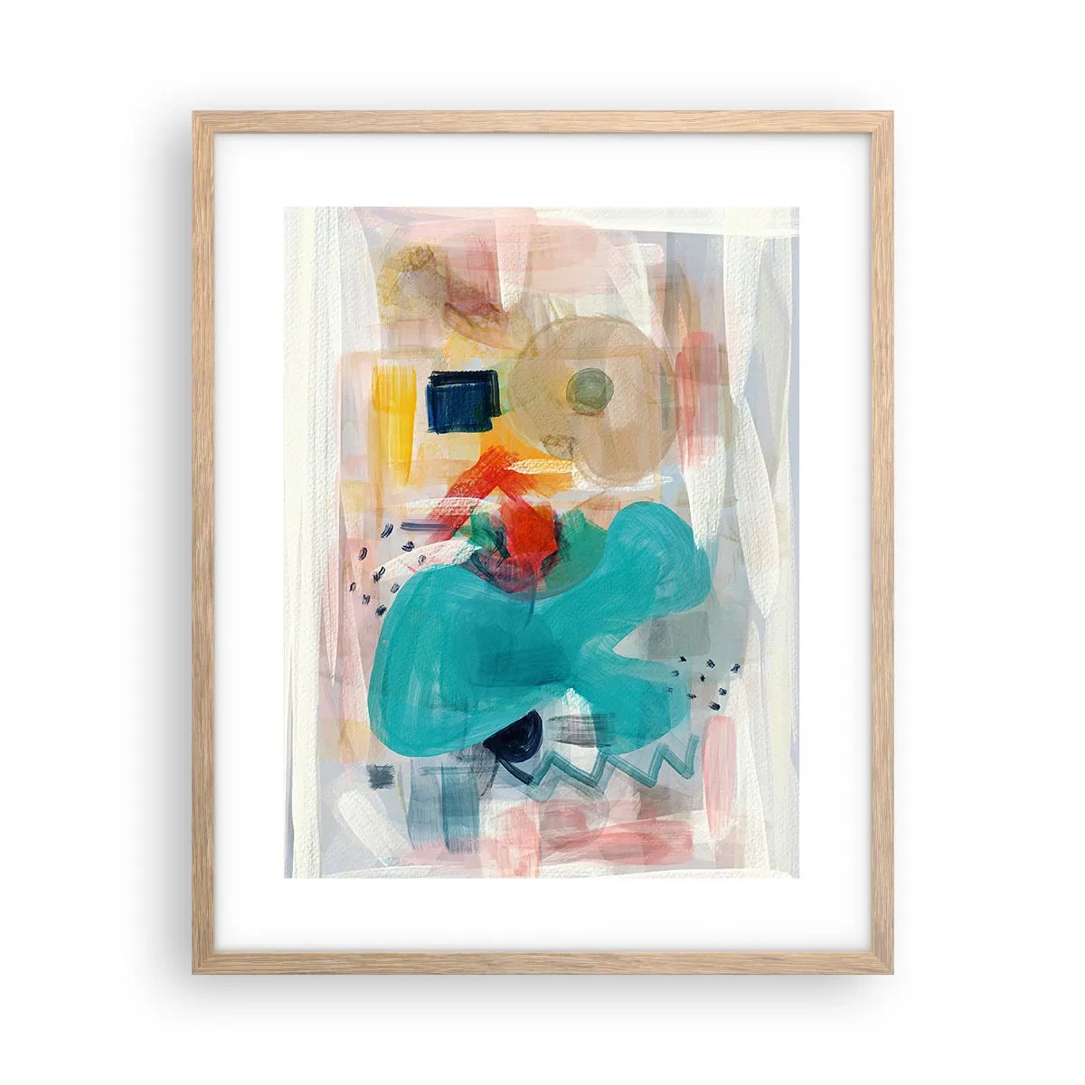 Plakat i ramme af lyst egetræ - Et farverigt spil - 40x50 cm