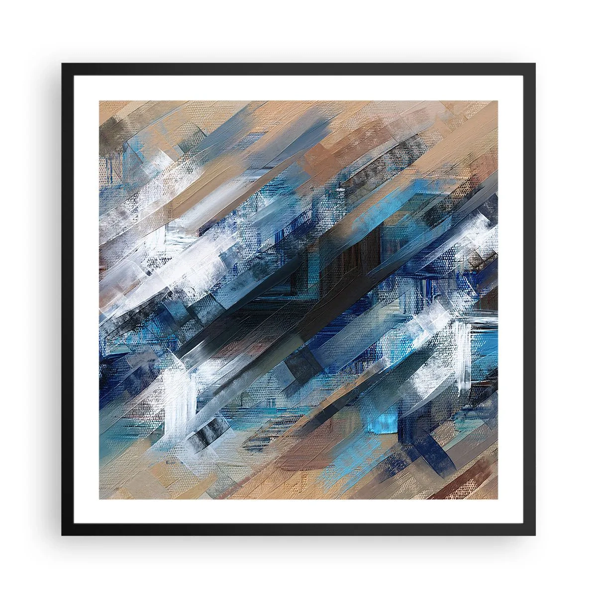 Plakat i sort ramme - På en blå skråning - 60x60 cm