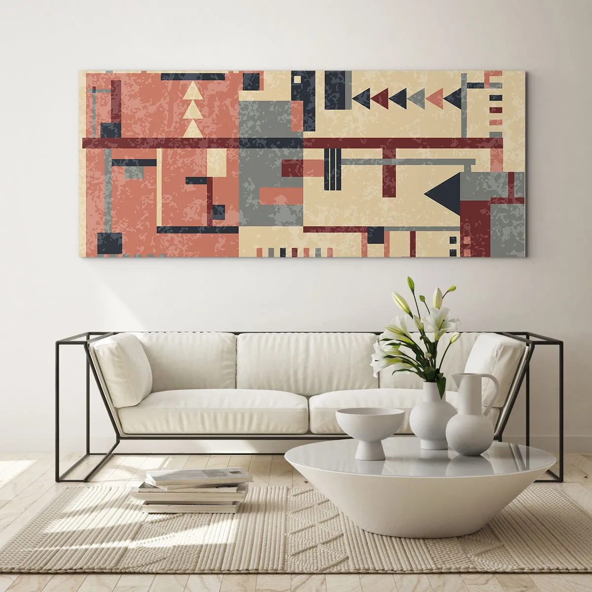 Billede på glas - Kombination af vertikaler og niveauer - 100x40 cm