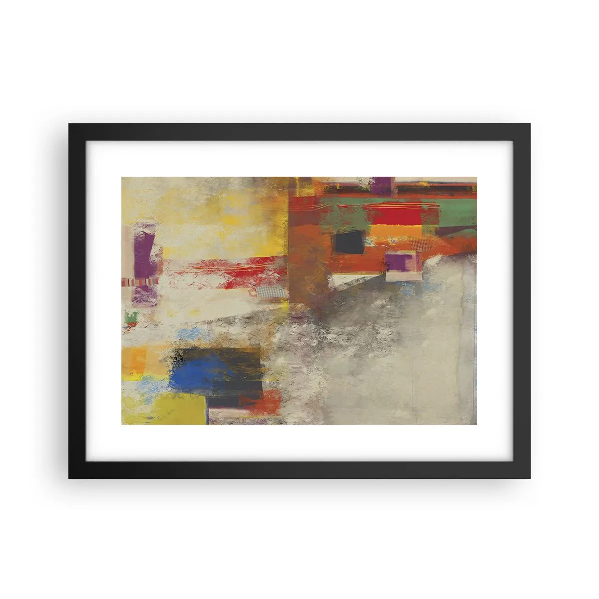 Plakat i sort ramme - Geometri af farver - 40x30 cm