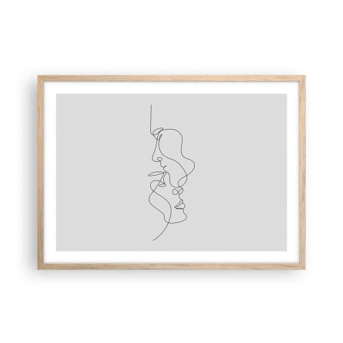 Plakat i ramme af lyst egetræ - Gløderne af glubende begær - 70x50 cm