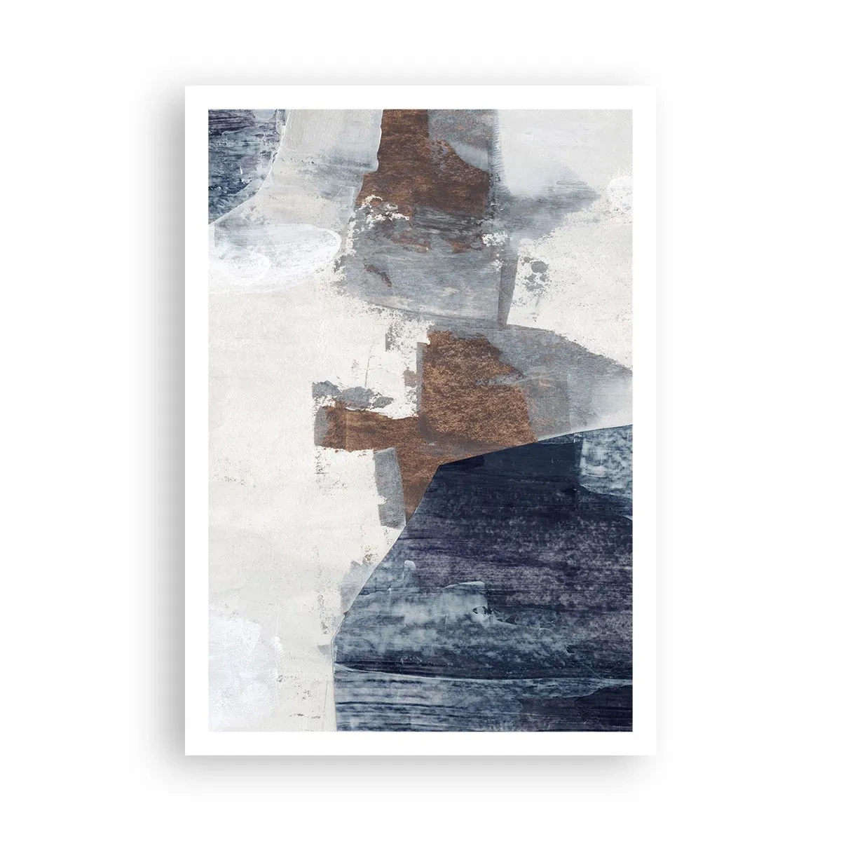 Plakat - Blåbrune former - 70x100 cm