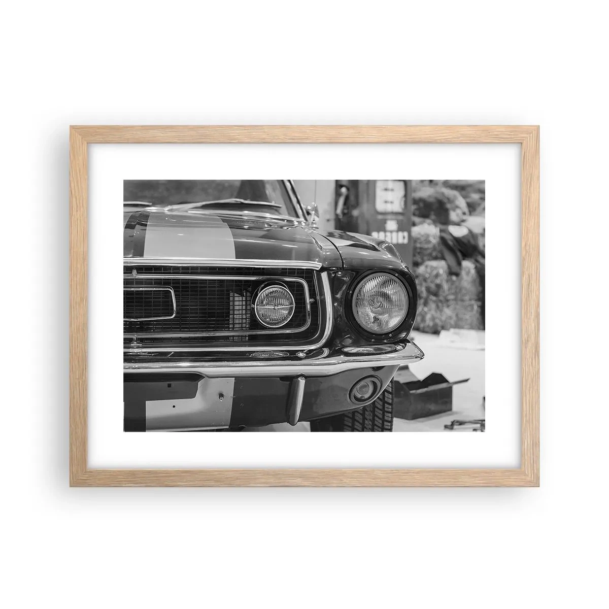 Plakat i ramme af lyst egetræ - Hård kørsel - 40x30 cm