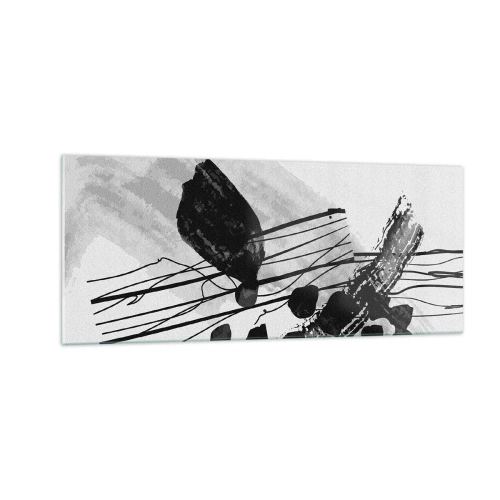 Billede på glas - Sort og hvid organisk abstraktion - 100x40 cm