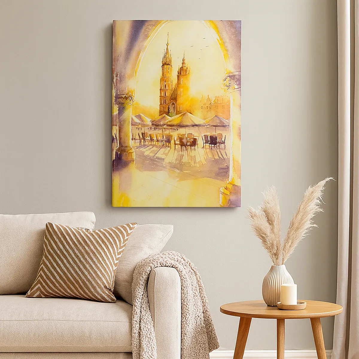 Lærredstryk - Billede på lærred - Øst over markedet i Kraków - 50x70 cm