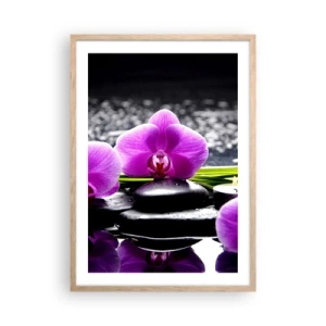 Plakat i ramme af lyst egetræ - Drukne i fred og ro - 50x70 cm