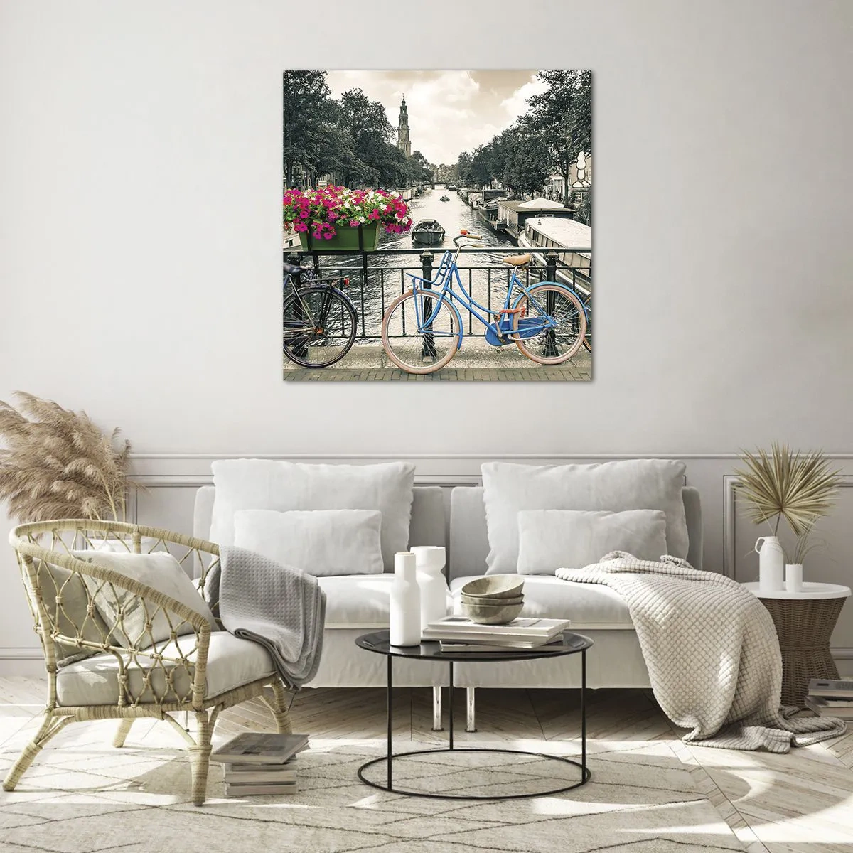 Billede på glas - Farverne i Amsterdams gader - 60x60 cm