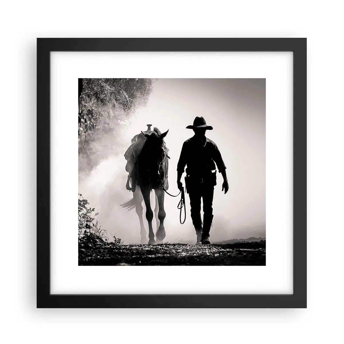 Plakat i sort ramme - En morgen i Texas - 30x30 cm