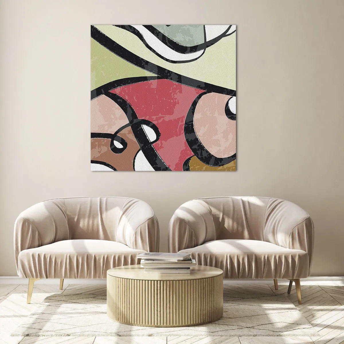 Billede på glas - Pirouetter blandt farver - 70x70 cm