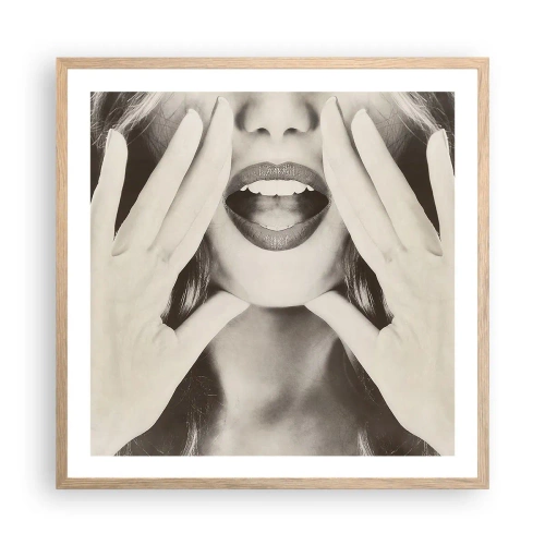 Plakat i ramme af lyst egetræ - Jeg er på vej! - 60x60 cm