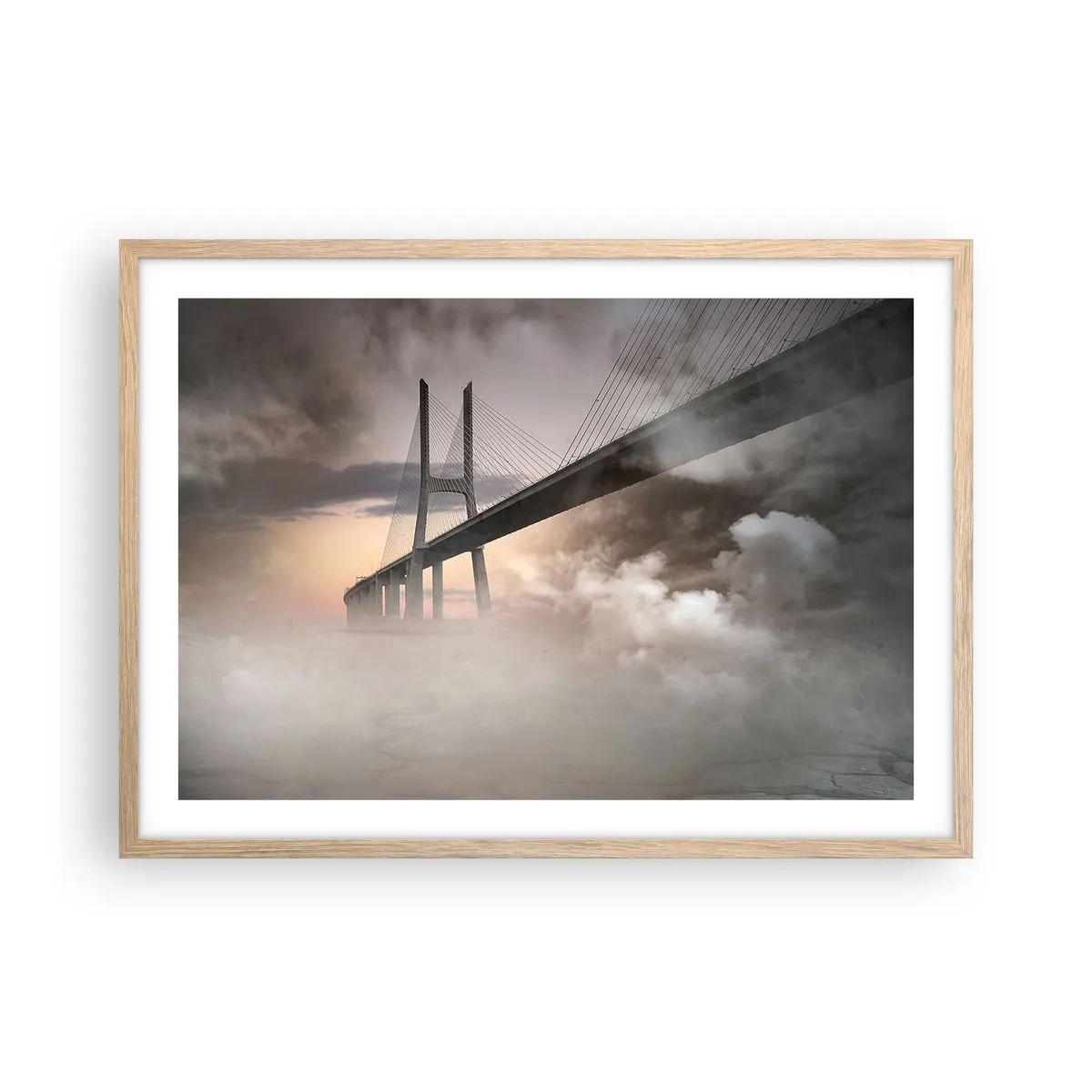 Plakat i ramme af lyst egetræ - På en flod, der ikke eksisterer - 70x50 cm