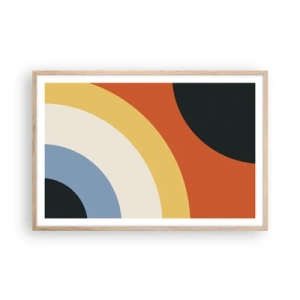 Plakat i ramme af lyst egetræ - Over for hinanden - 91x61 cm