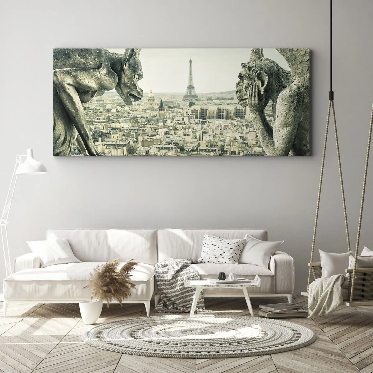 Lærredstryk - Billede på lærred - Parisisk chat - 140x50 cm
