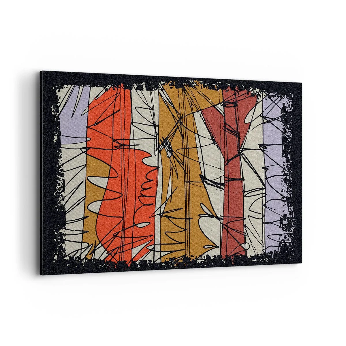 Lærredstryk - Billede på lærred - Spontan komposition - 120x80 cm