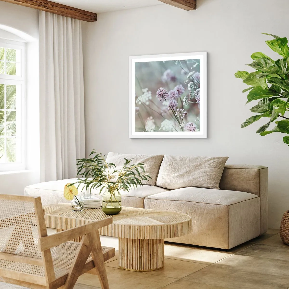 Plakat i hvid ramme - Søde filigranurter - 60x60 cm