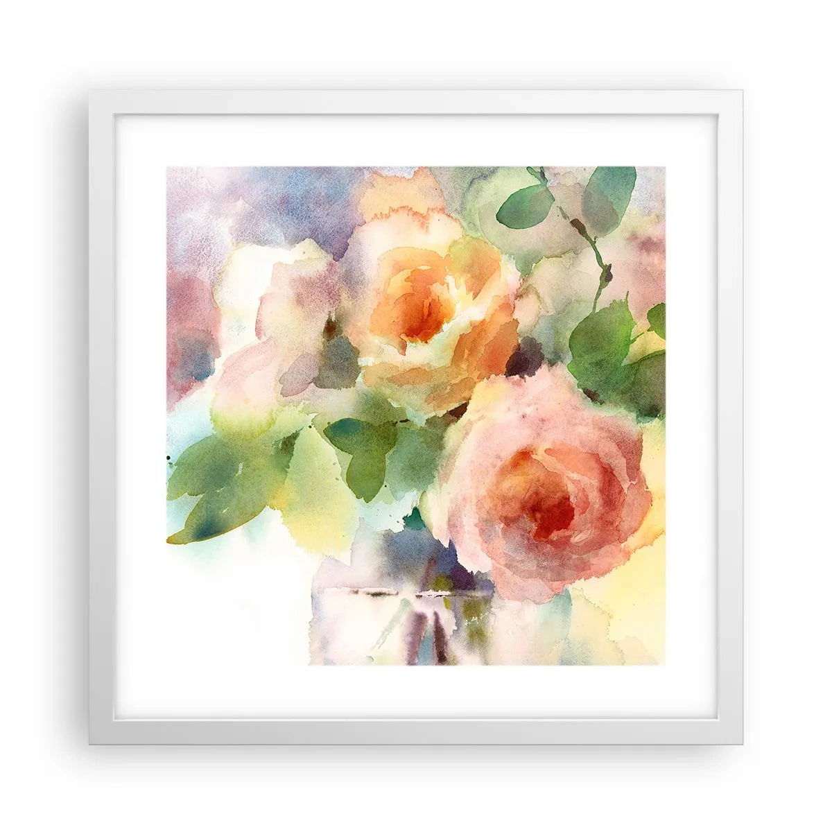 Plakat i hvid ramme - Delikat som akvarelfarve - 40x40 cm