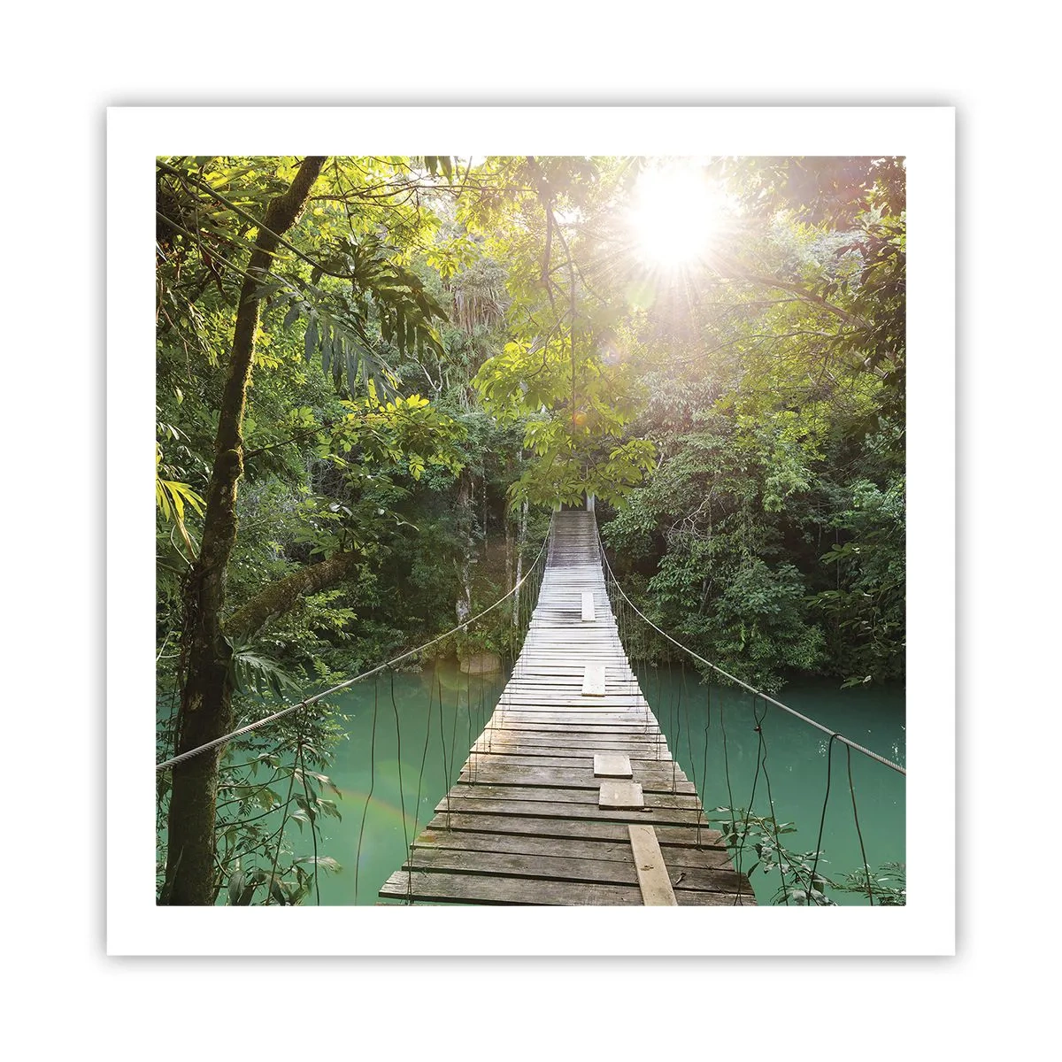 Plakat - Over det azurblå vand til den azurblå skov - 60x60 cm