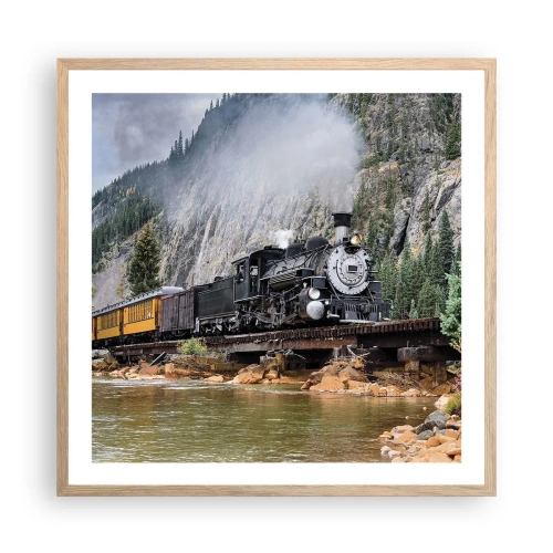 Plakat i ramme af lyst egetræ - Og hvorhen? Hvorhen? - 60x60 cm