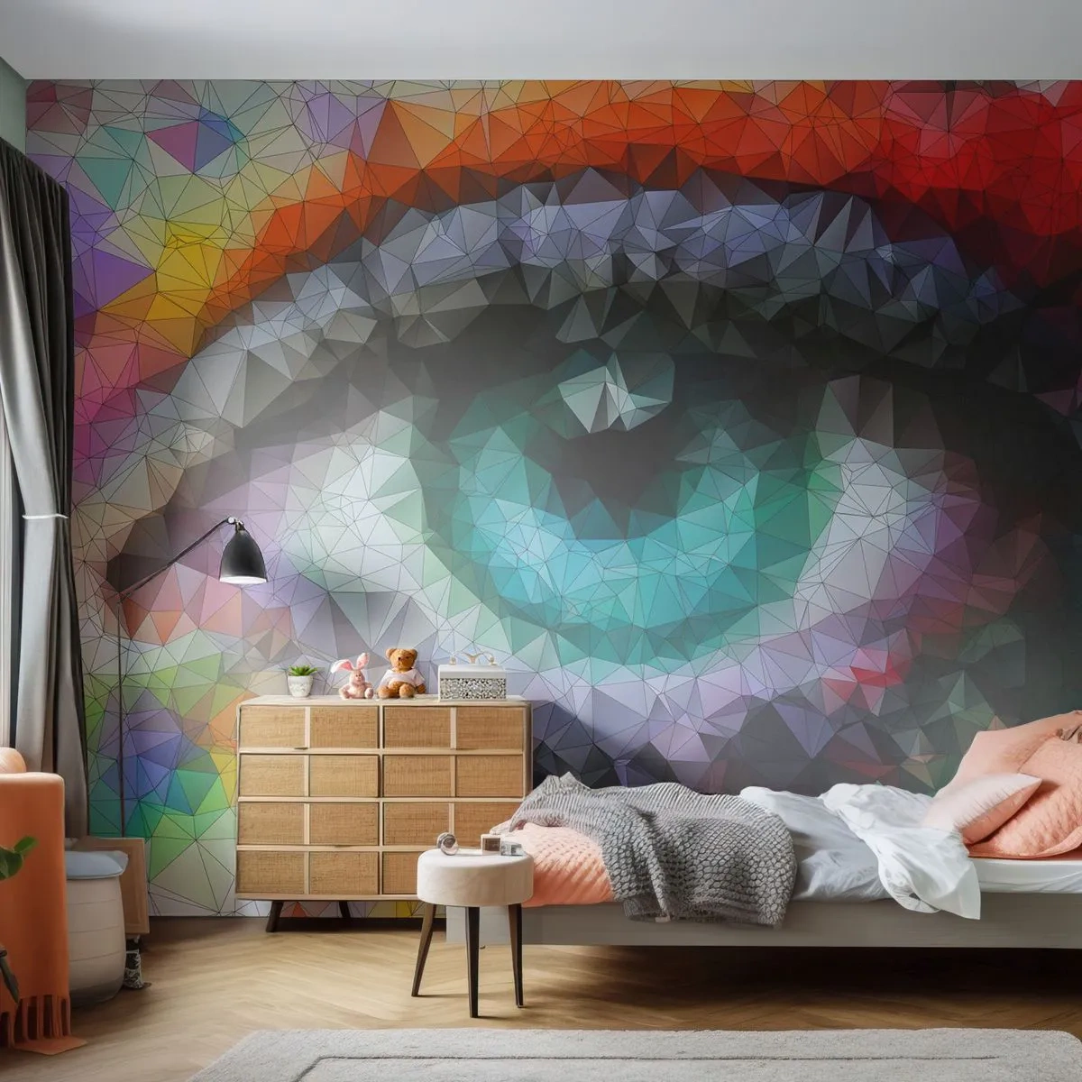 Fototapet Selvklæbende Deluxe Sticker - Krystalklar øjenskinnende glans - Abstraktion, Øje, Grafik - 350x256 cm