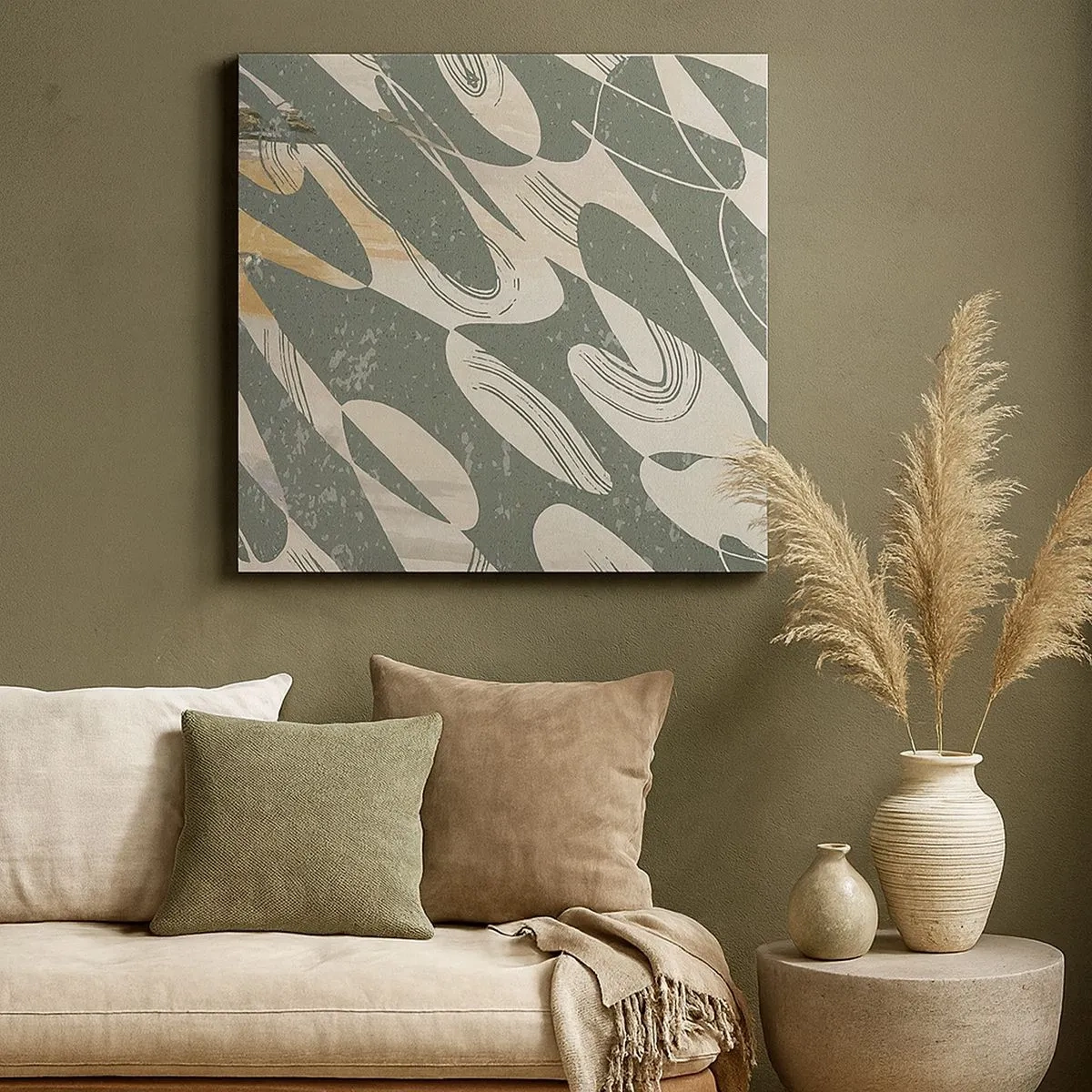 Lærredstryk - Billede på lærred - Rytmisk abstraktion - 30x30 cm