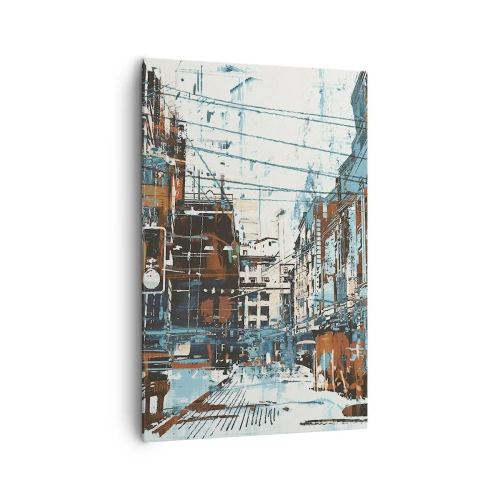 Lærredstryk - Billede på lærred - Et afmærket byspor - 80x120 cm