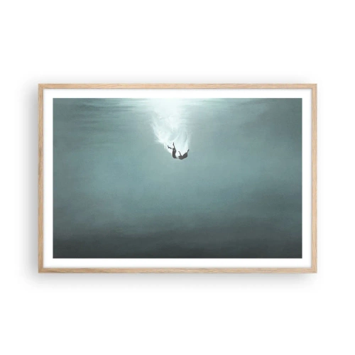 Plakat i ramme af lyst egetræ - I havets favntag - 91x61 cm