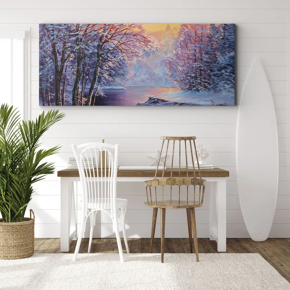 Lærredstryk - Billede på lærred - Vinterens farver - 160x50 cm
