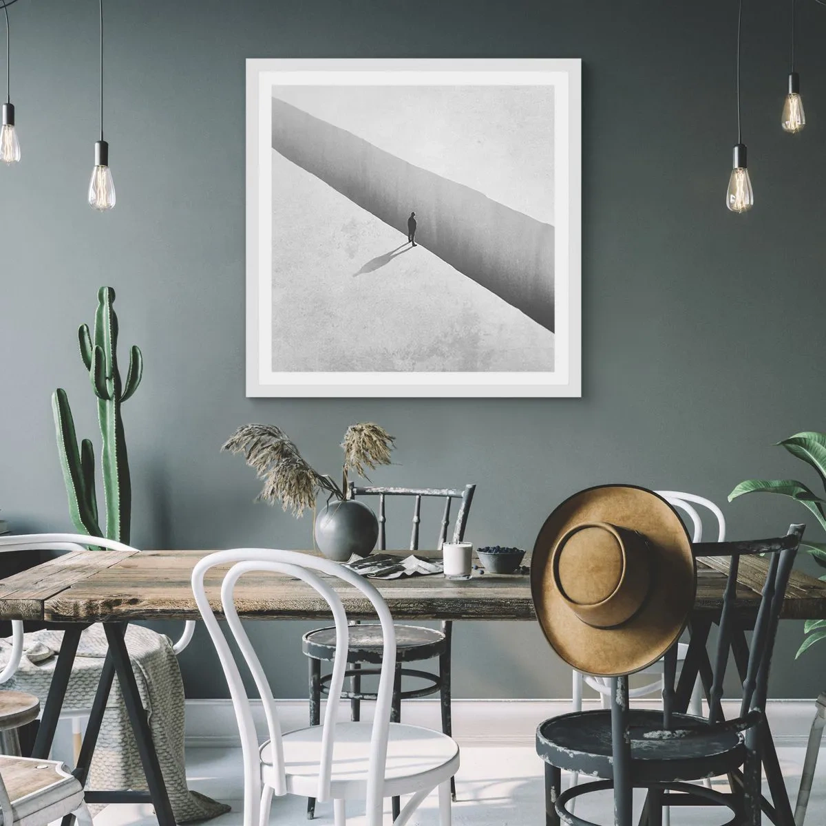 Plakat i hvid ramme - Lys destination - 30x30 cm