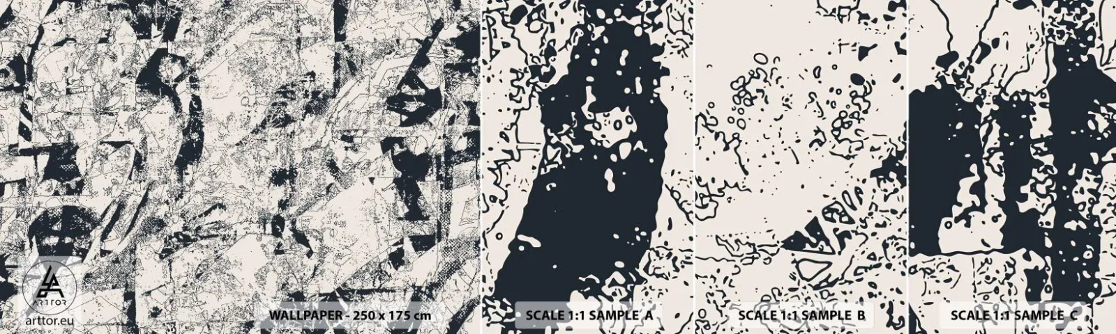 Prøve Fototapet Selvklæbende Deluxe Sticker - Modsætningernes gennemtrængning - Abstraktion, Stykke, Collage - 100x30 cm