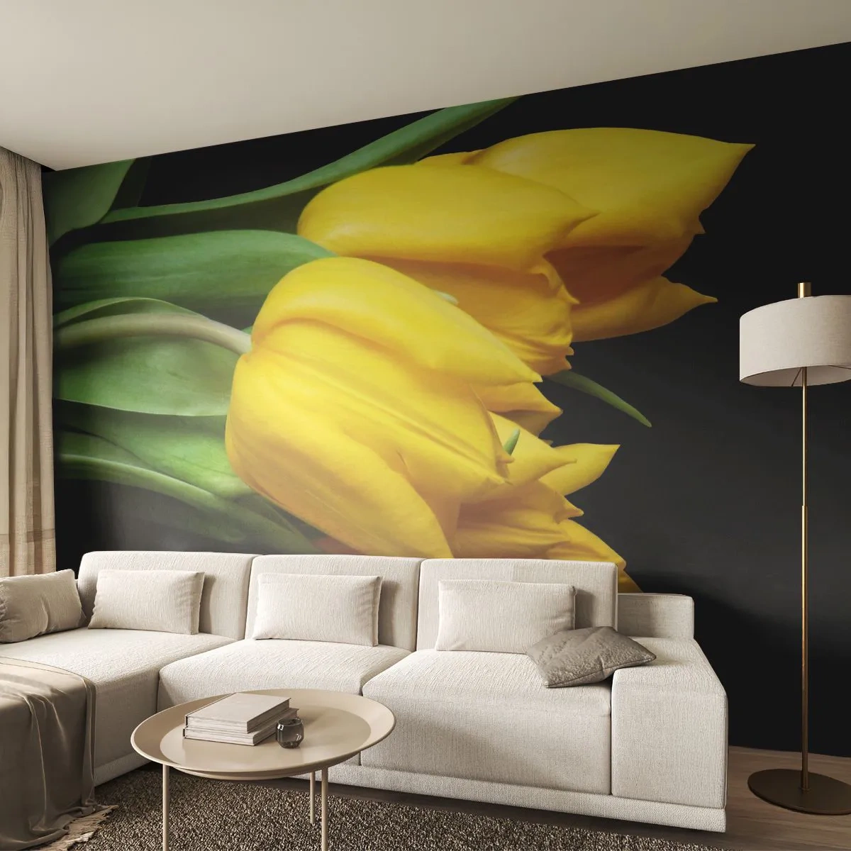 Fototapet Premium Sand - Opstå fra den rene sol - Blomster, Tulipaner, Buket blomster - 100x70 cm