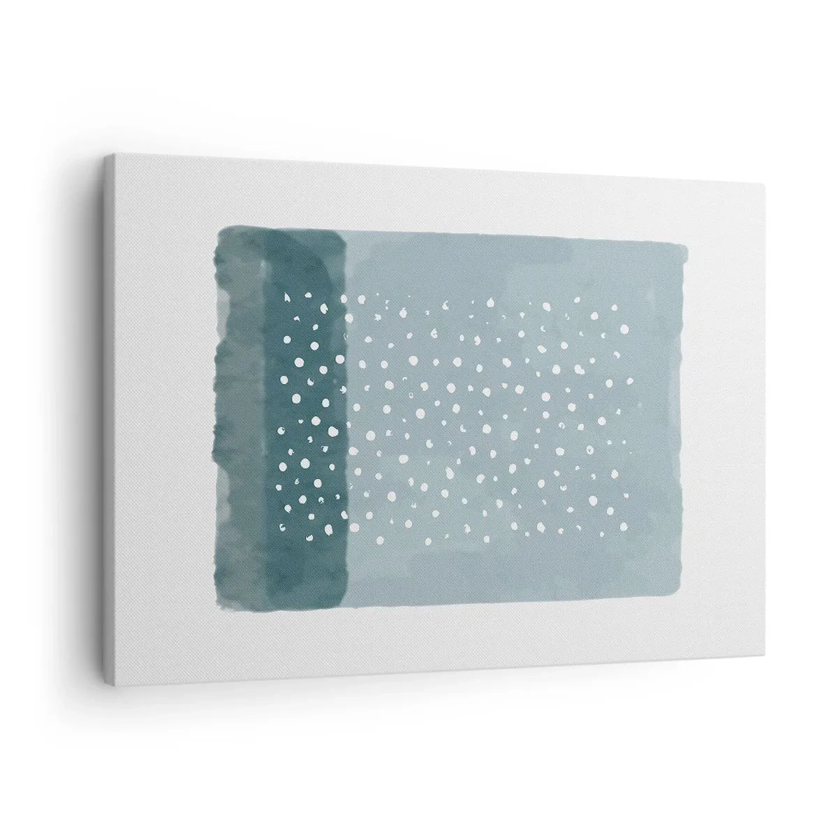 Lærredstryk - Billede på lærred - Et minimalistisk maleri i blå nuancer med prikker - 70x50cm - Dyrket i blåt - Moderne vægdekoration til stue og soveværelse ARTTOR