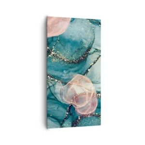 Lærredstryk - Billede på lærred - Silkeblå, tyl lyserød - 65x120 cm