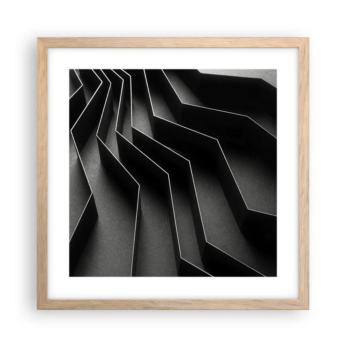 Plakat i ramme af lyst egetræ - Rumlig orden - 40x40 cm