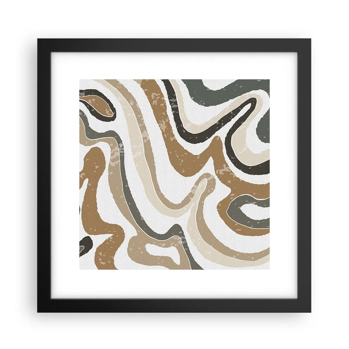 Plakat i sort ramme - Slyngninger af jordfarver - 30x30 cm