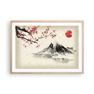 Plakat i ramme af lyst egetræ - Bliv forelsket i Japan - 70x50 cm