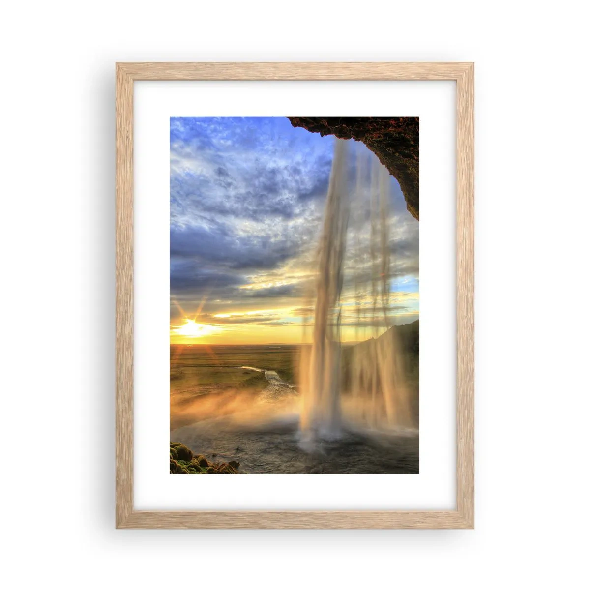 Plakat i ramme af lyst egetræ - Verden bag sløret af dråber - 30x40 cm