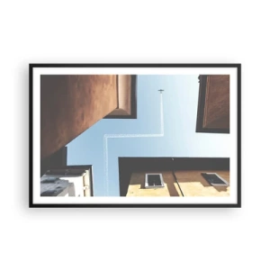 Plakat i sort ramme - Over den urbane labyrint - 91x61 cm