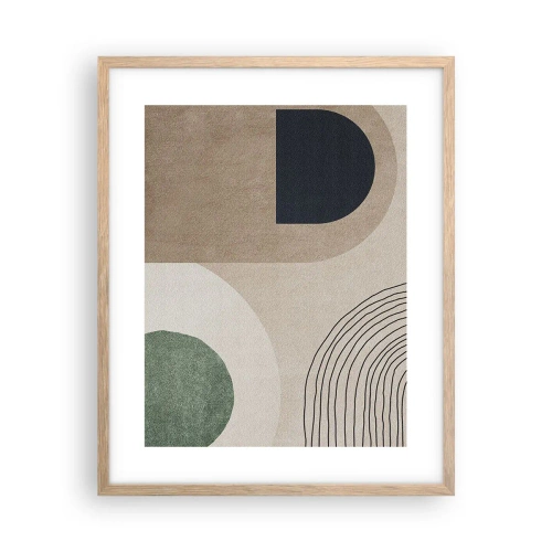 Plakat i ramme af lyst egetræ - Blidheden i en oval - 40x50 cm