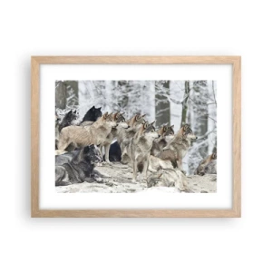 Plakat i ramme af lyst egetræ - Familie og venner - 40x30 cm