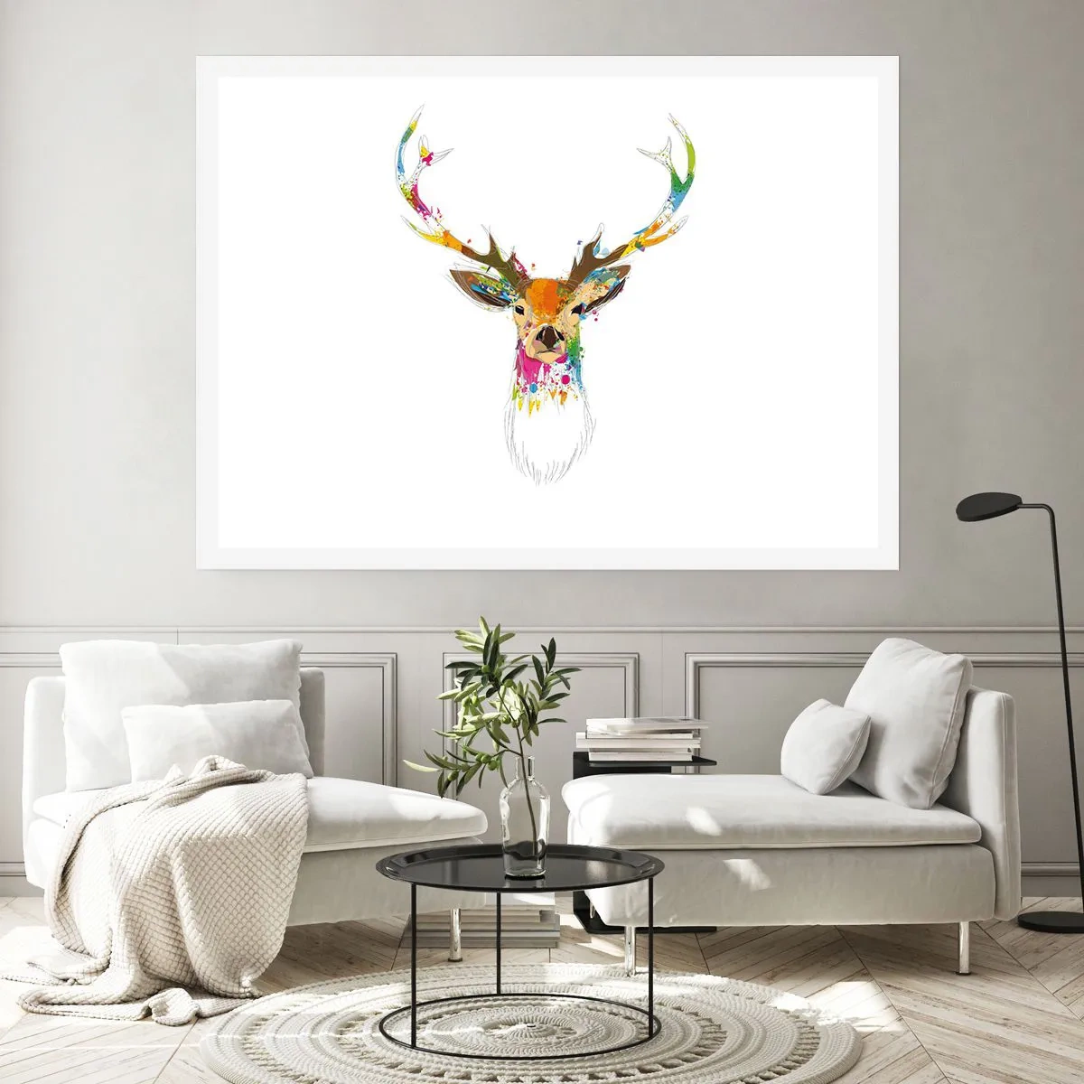 Plakat - Blid kronhjort badet i farver - 50x40 cm