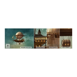 Prøve Fototapet Premium Sand - Jules Verne hilser - Retro, Rejse, Ballon - 100x30 cm